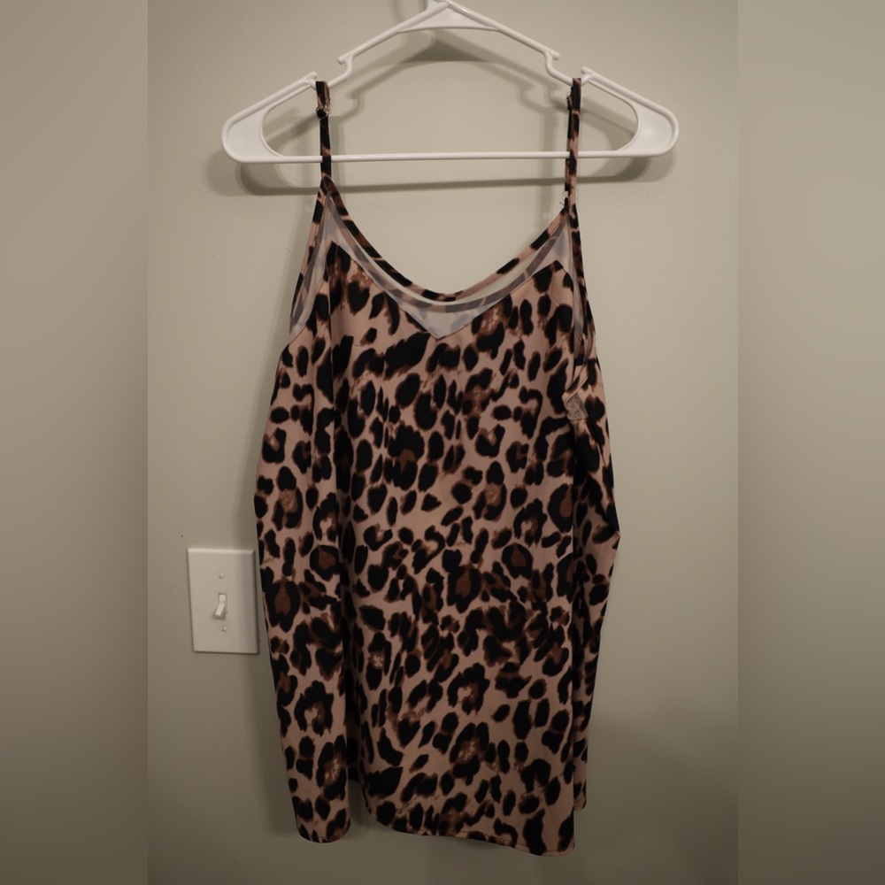 Cheetah tank top in large. Like new
